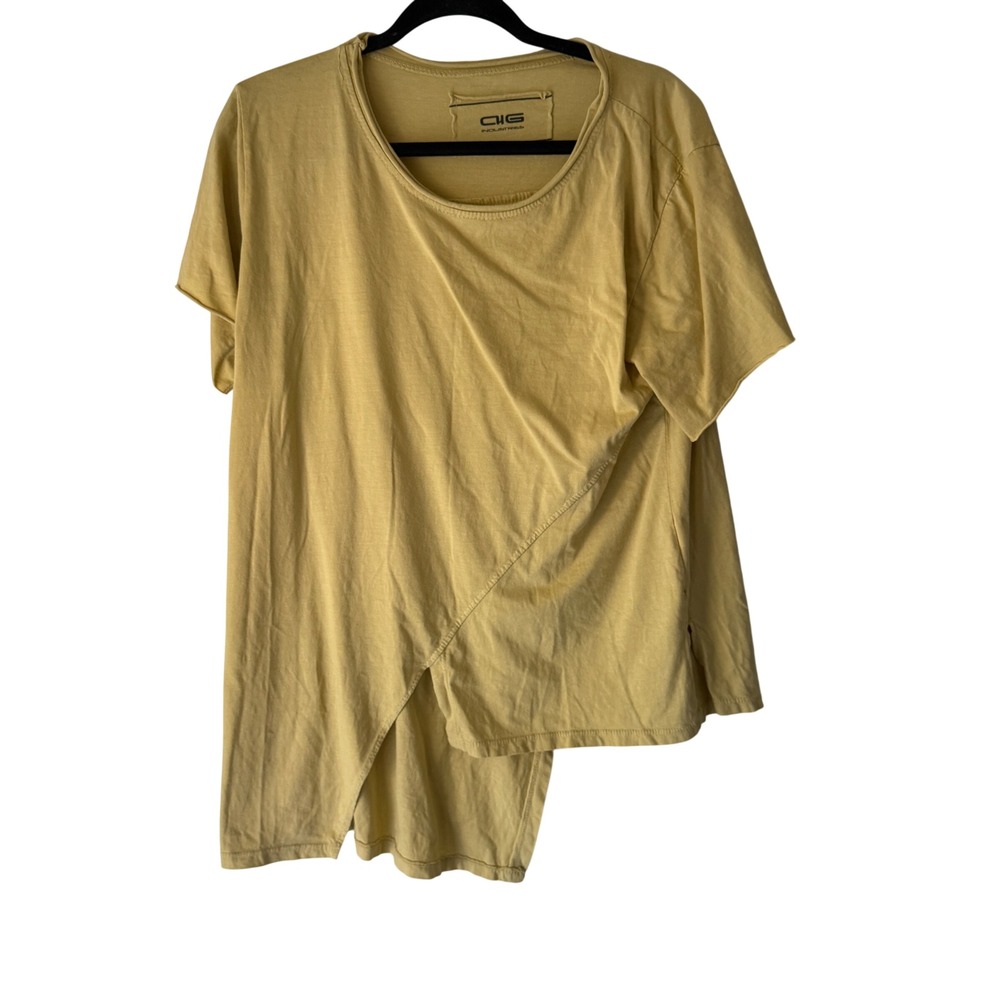CHG Industries Asymmetrical Tunic Top Butter Yellow Cotton‎ Lagen Artsy XL